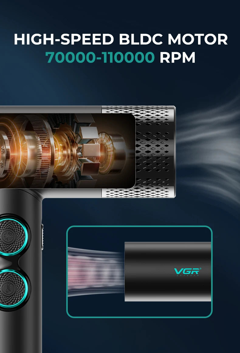 VGR Hair Dryer Professional Hot and Cold Adjustment 110000 RPM Hair Dryer Machine Powerful Hair Salon for Household Use V-401