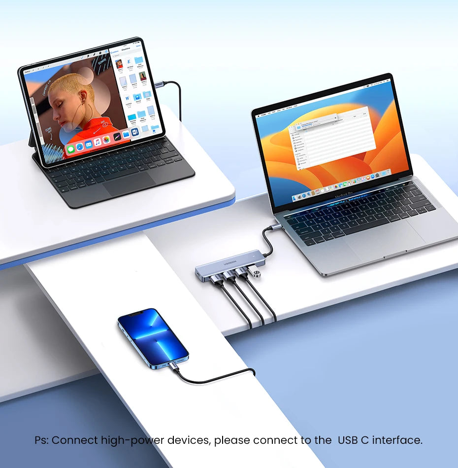 UGREEN USB‑C to USB 3.0 Hub | 4‑Port High‑Speed Splitter for MacBook, iPad & Samsung
