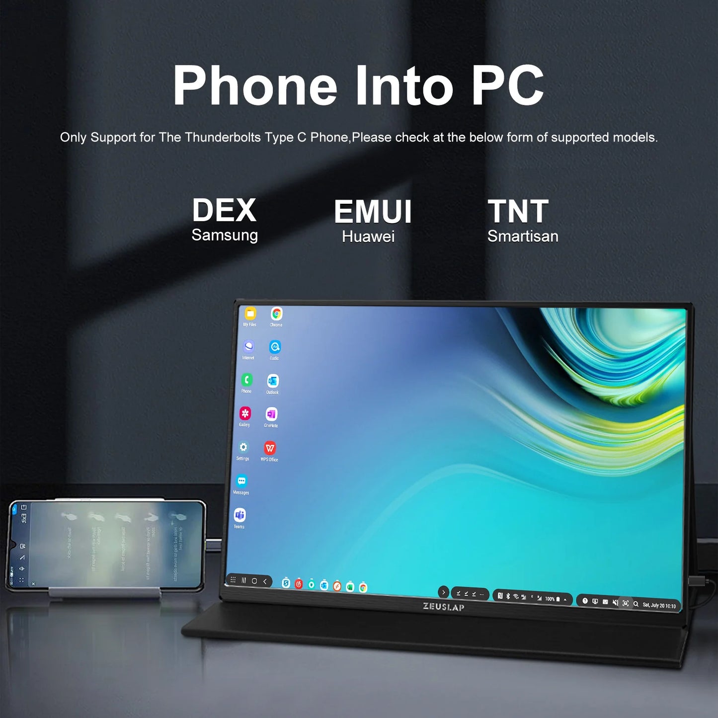 ZEUSLAP 16-palčni prenosni zaslon na dotik | 1200P IPS, 100 % sRGB, USB‑C in HDMI