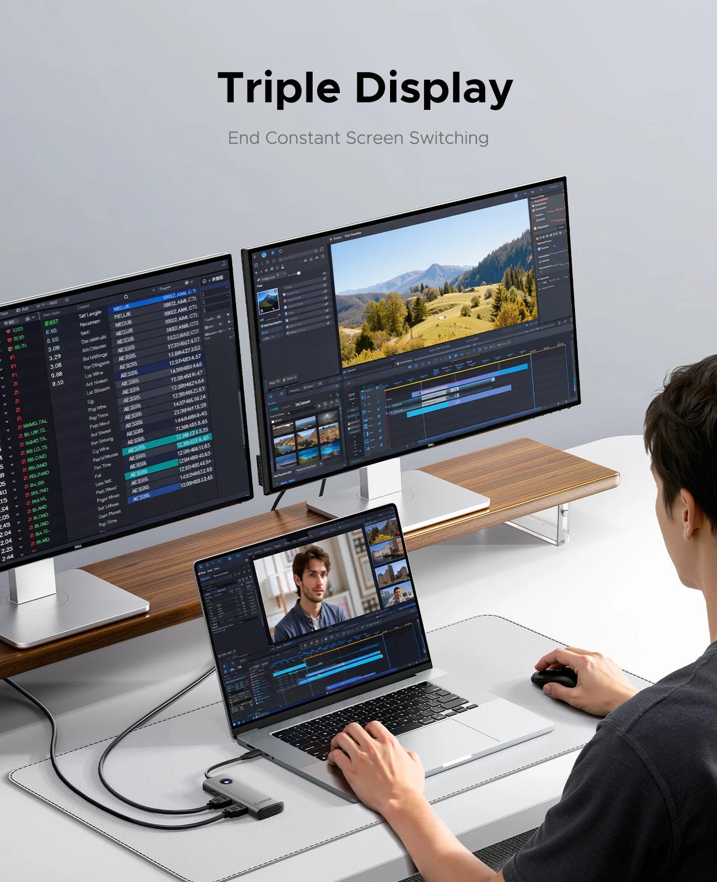 ORICO 8-v-1 zvezdišče USB-C trojna priklopna postaja z dvojnim HDMI 4K60Hz, vrati USB 3.0