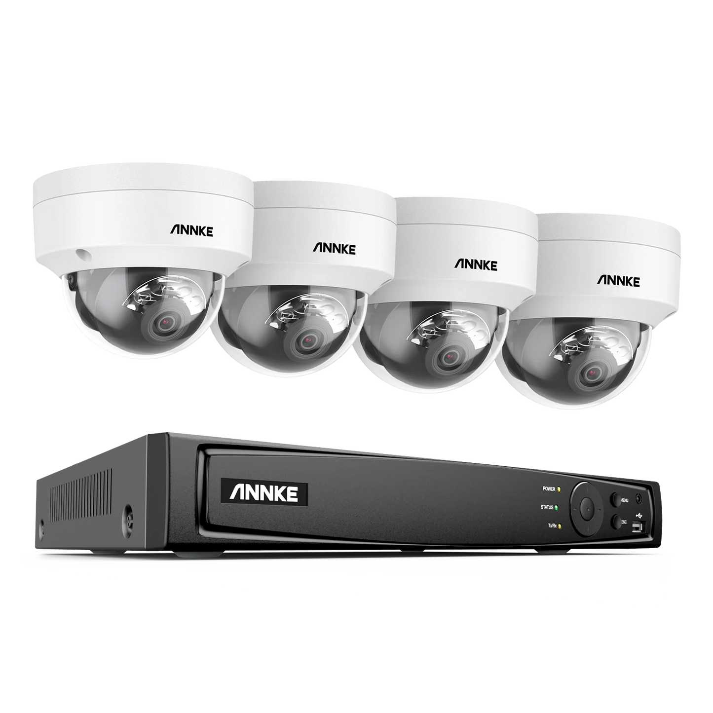ANNKE 4K 8MP PoE CCTV System | 8CH H.265+ NVR, 4× 8MP Cameras, 128GB TF Card Support