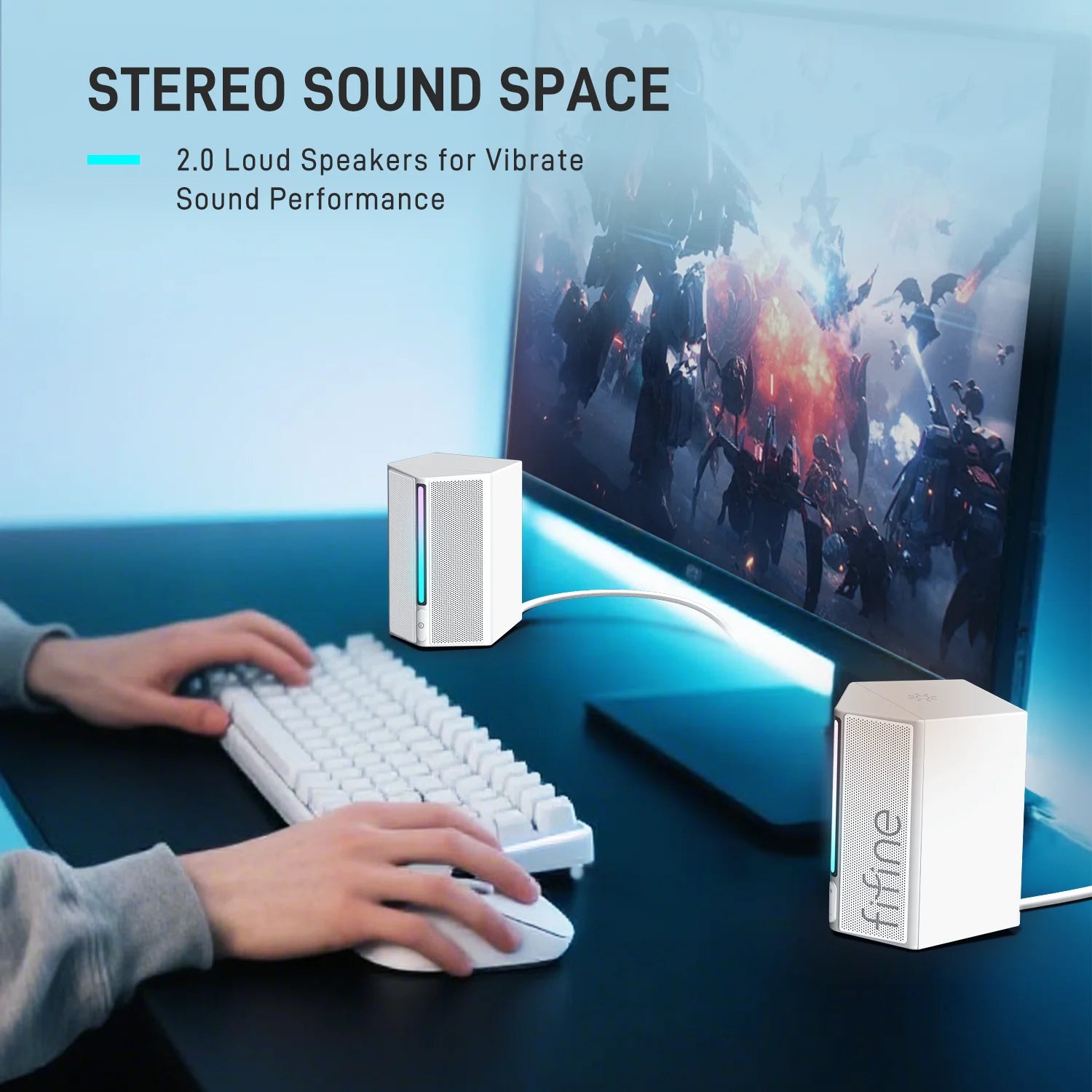 FIFINE A20 RGB Gaming Speakers | Immersive Stereo Desktop Audio
