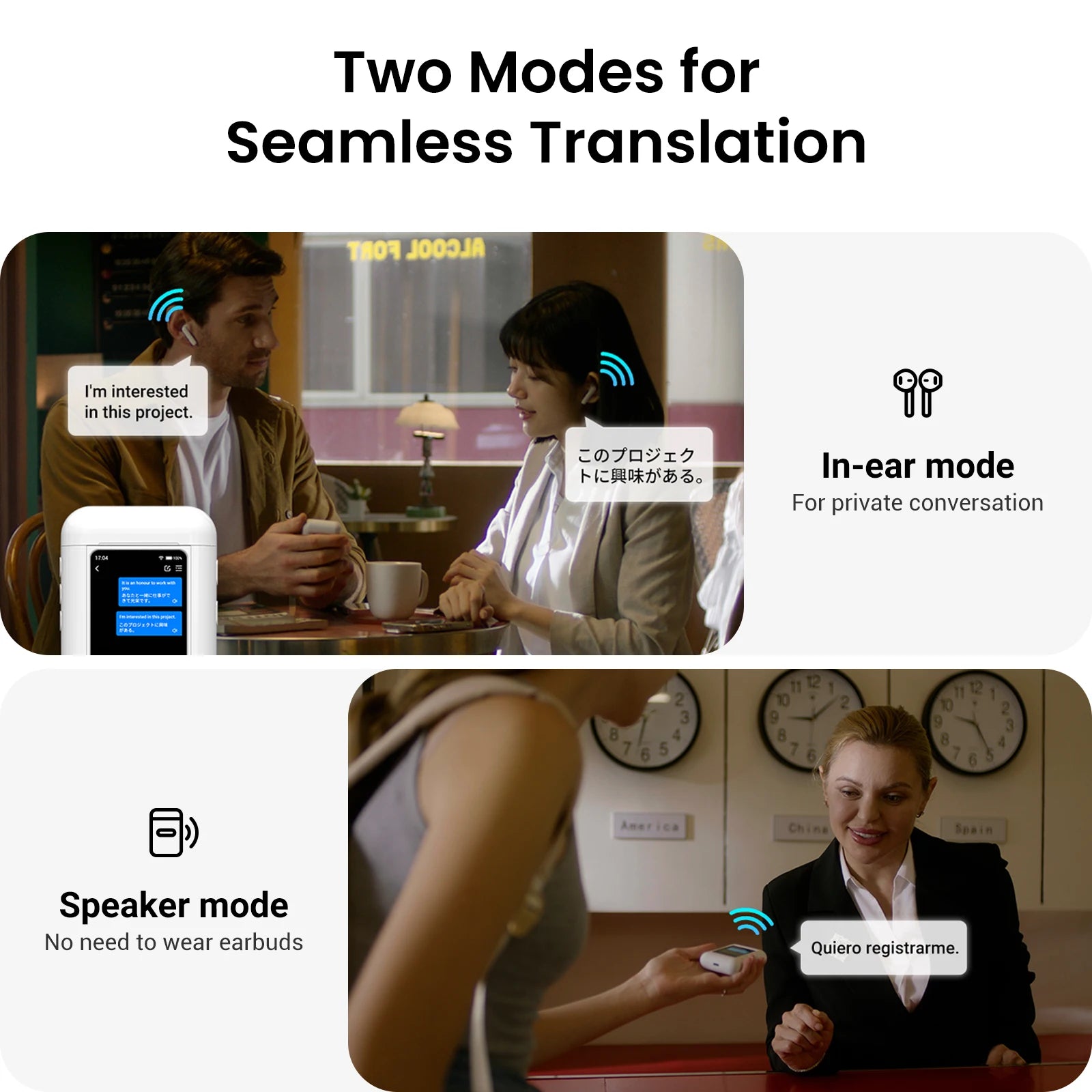 Wooask A8 ChatGPT Translator Earbuds with Touch Screen No App