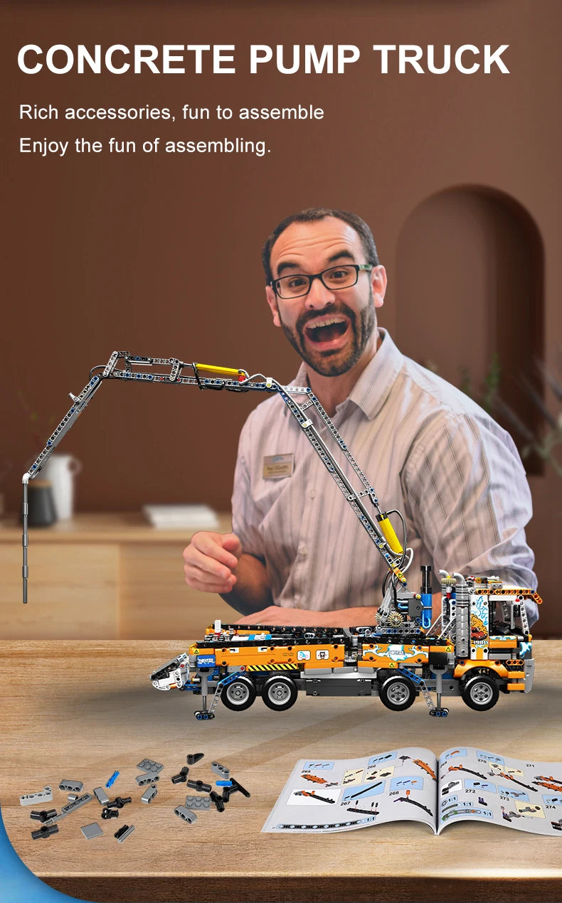 Mould King 19014 Pneumatic Concrete Pump Truck | RC Technical Construction Vehicle Building Set - Limetastore