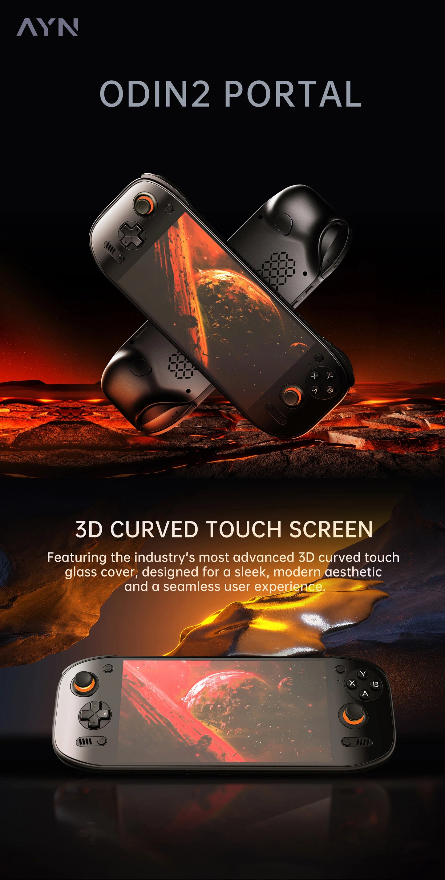 AMPOWN AYN Odin 2 Portal Handheld Game Players 7-Inch OLED 8Gen2 8000mAh Android 13 Portable Retro Video Game Custom Wireless - Limetastore