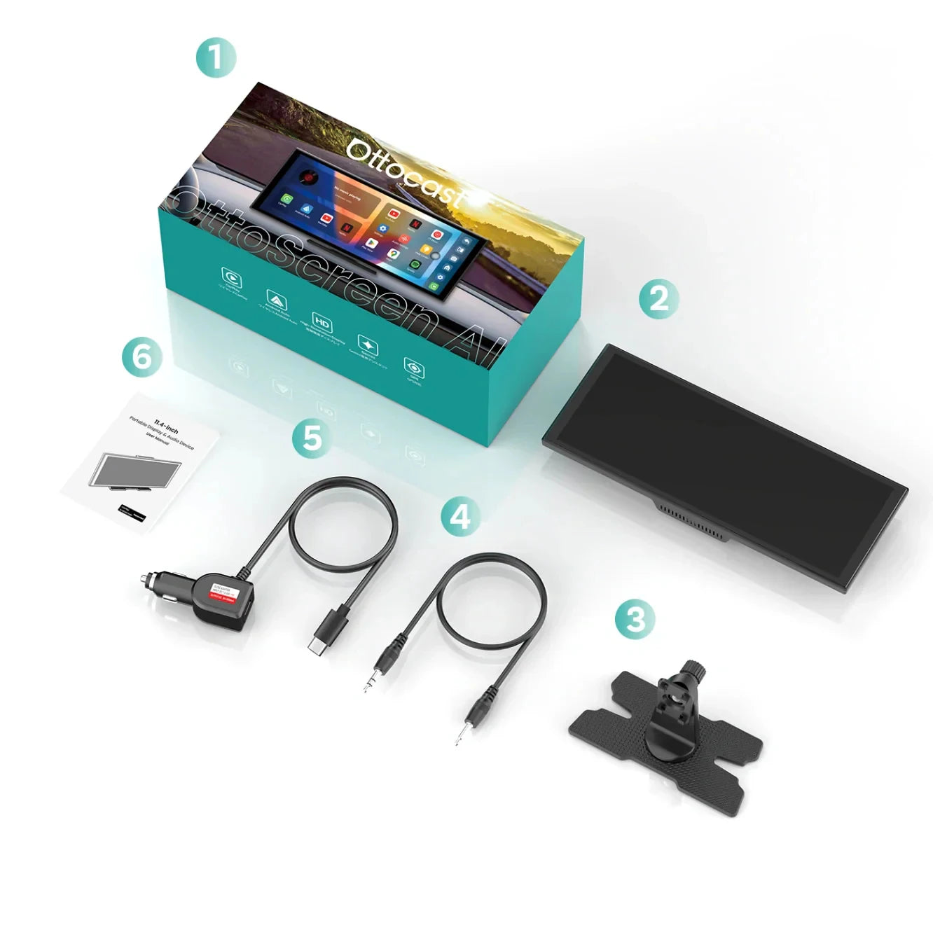 OTTOCAST ScreenFlow 11.4" Android 13 Wireless Car Display