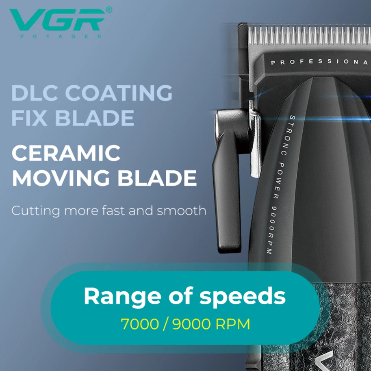 VGR Hair Trimmer Professional Hair Cutting Machine Cordless Beard Trimmer Barber Electric Hair Dryer Trimmer for Men V-640S4