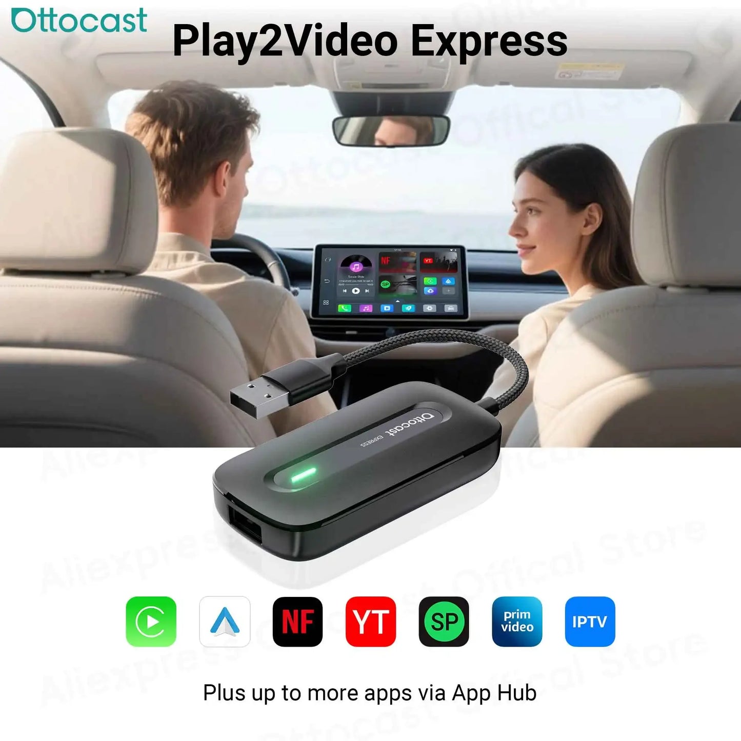OTTOCAST Play2Video Express Wireless CarPlay Video AI Box