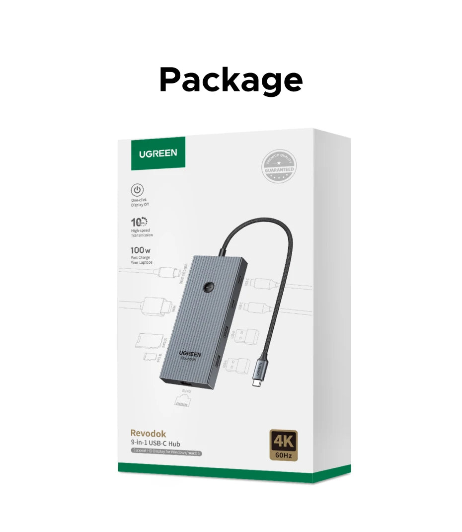 UGREEN 10Gbps USB‑C Hub with 4K60Hz HDMI, Gigabit RJ45, PD100W, SD/TF & USB‑A/C Ports