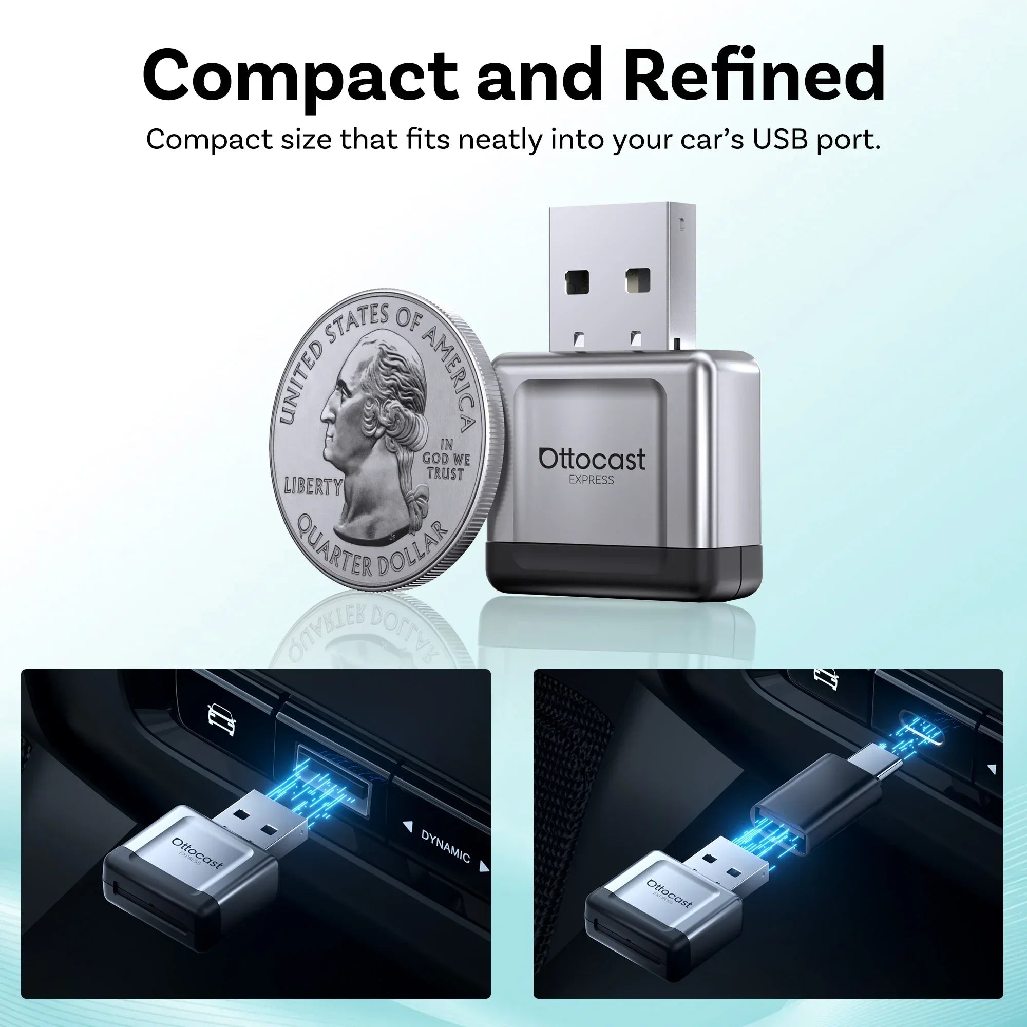 OTTOCAST Mini Gem 3.0 Wireless CarPlay & Android Auto Adapter