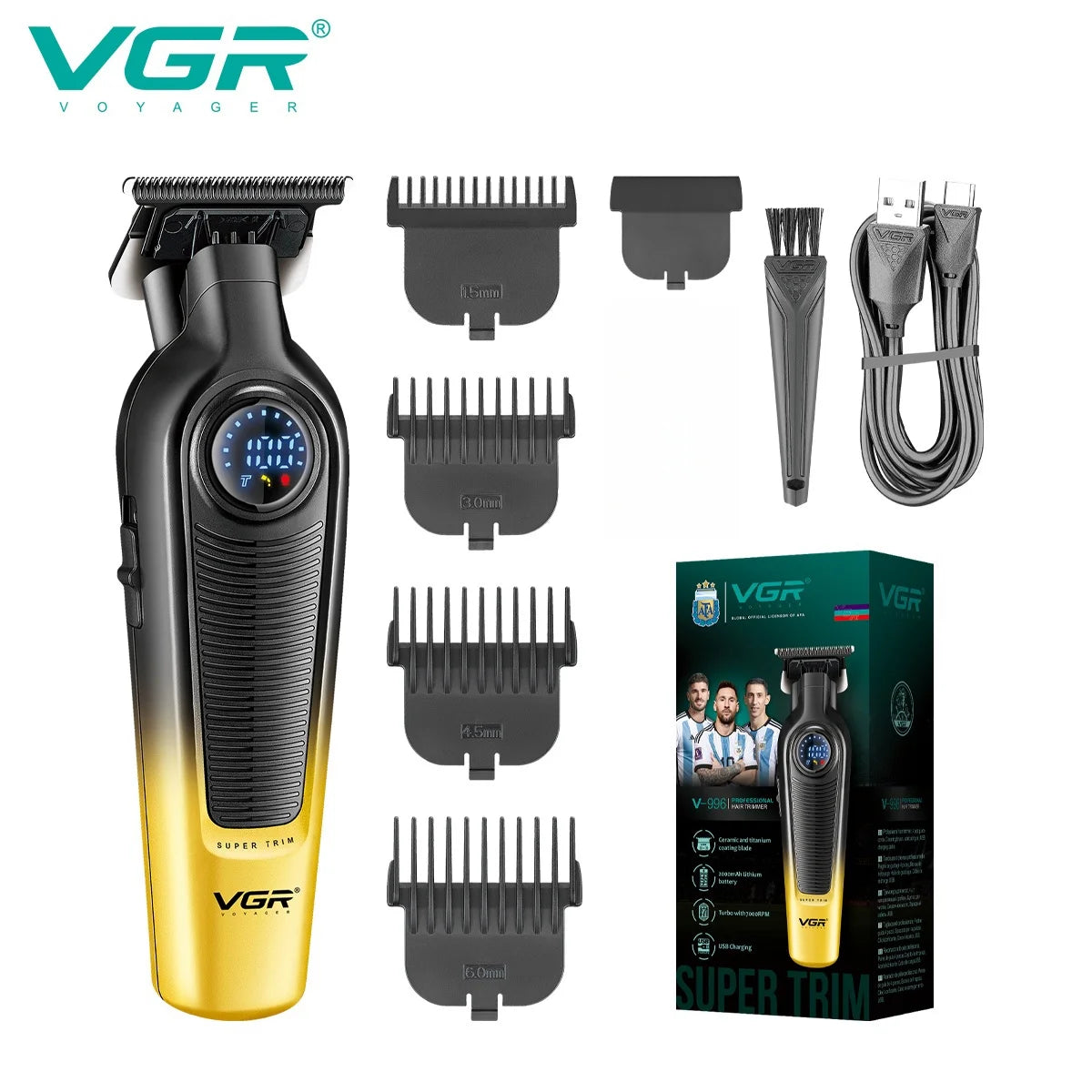 VGR Hair Cutting Machine Cordless Trimmer Electric Hair Clipper Rechargeable Haircut Barber Professional Trimmer for Men V-996
