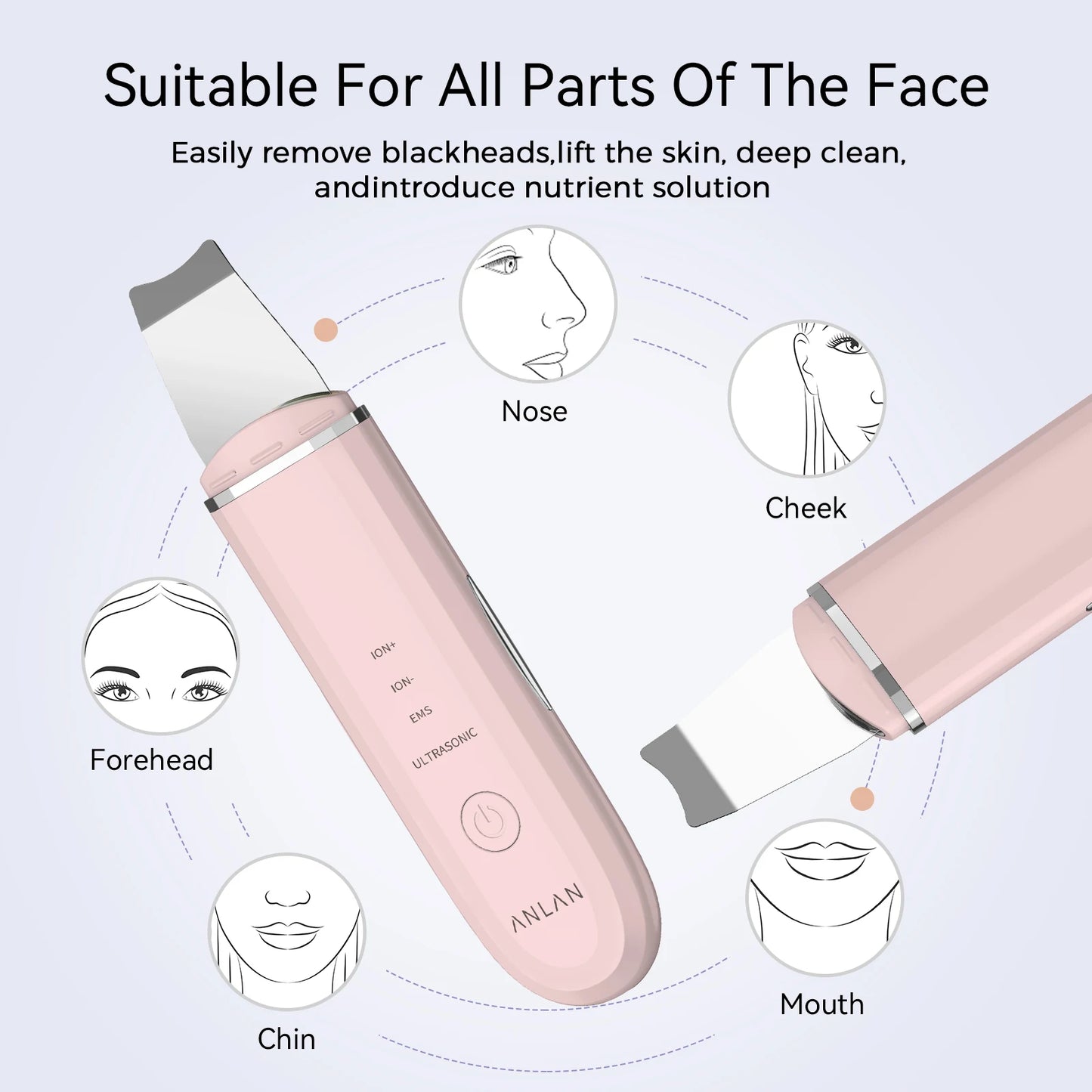 ANLAN Ultrasonic Skin Scrubber | Deep Cleaning, Peeling, EMS Lifting, Facial Shovel