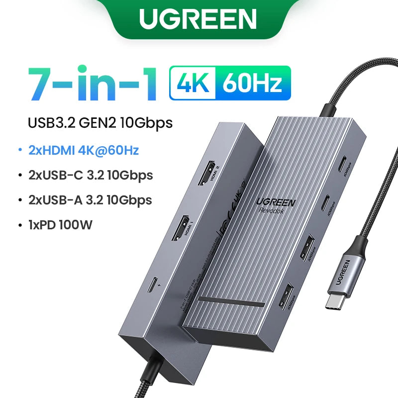 UGREEN USB‑C Hub with 4K60Hz HDMI, 10Gbps USB 3.2, PD100W, USB‑A/C Data Ports