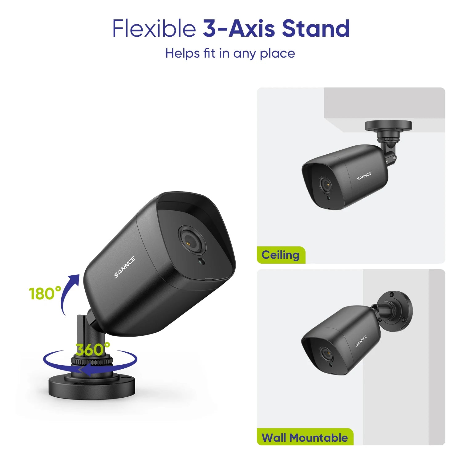 SANNCE 5MP TVI Cameras | 4× IR Night Vision, 12 IR LEDs, 3.6mm Lens, BNC Cable