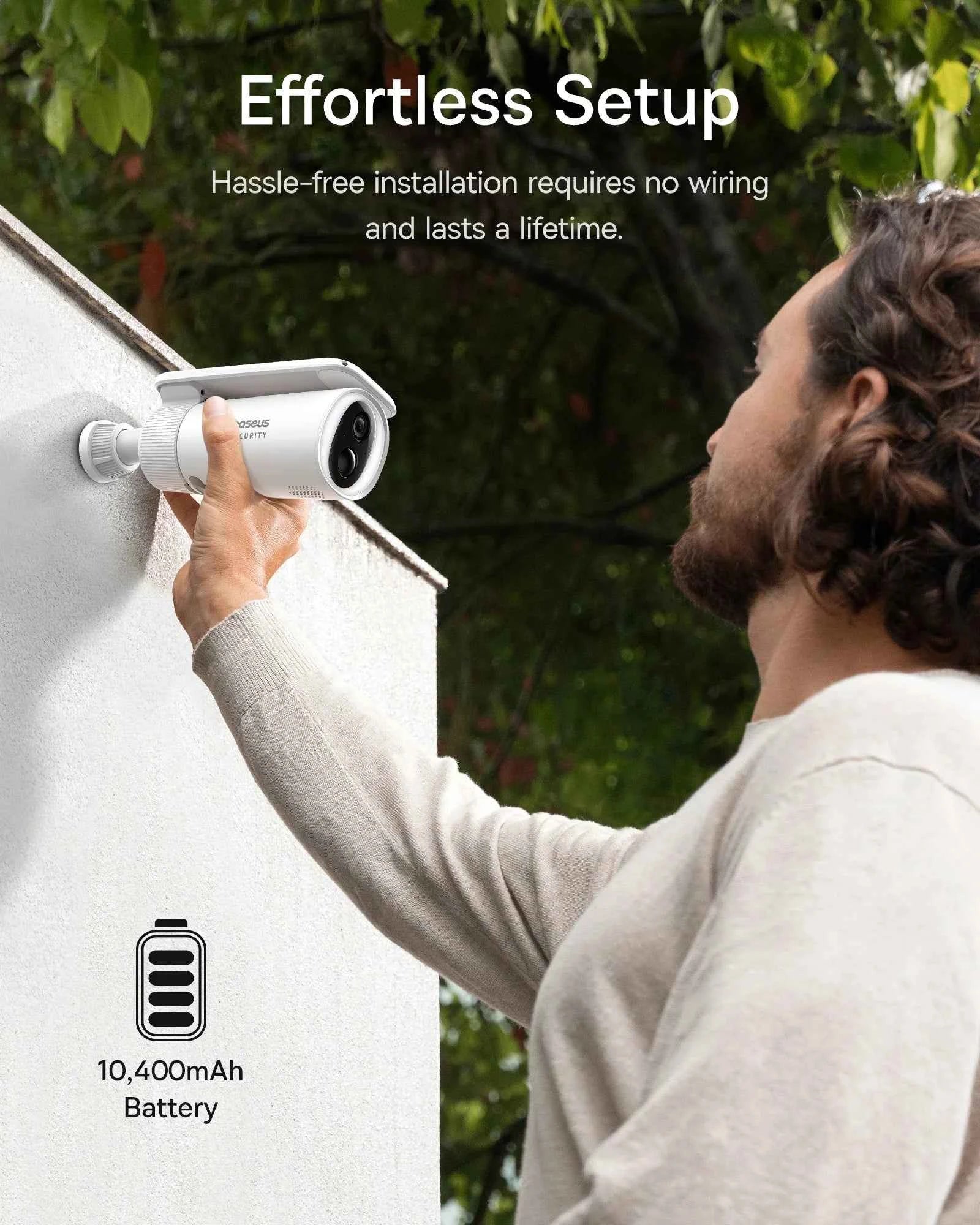 Baseus Security S1 Outdoor Camera Solar Wireless Wifi Solocam Forever Power with Sunlight-Tracking System 2K Clarity 145° FOV - Limetastore