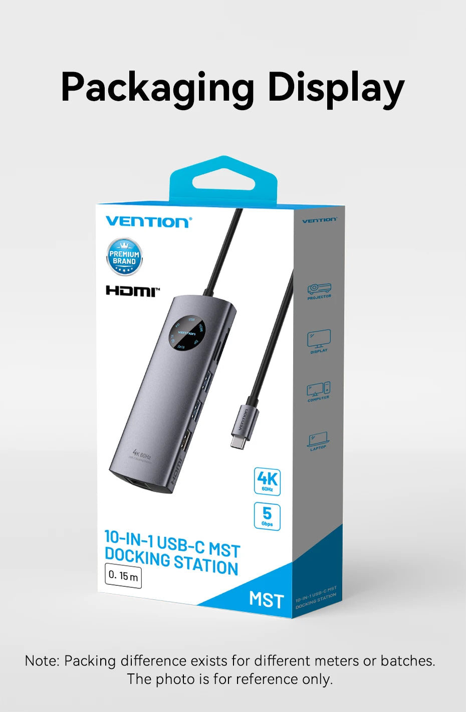 Vention USB‑C 10‑in‑1 Hub | HDMI + DP 4K60Hz, RJ45, PD 100W, USB 3.0 Docking Station