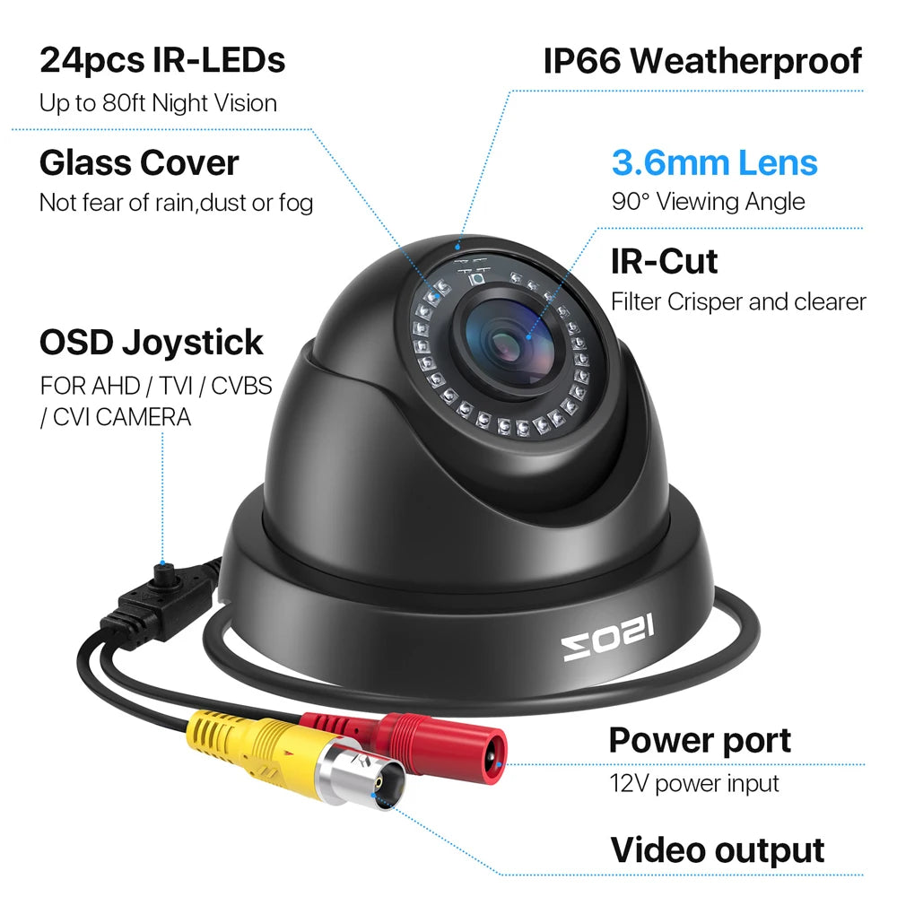 ZOSI 1080p Outdoor Security Camera – Waterproof AHD/TVI/CVI/CVBS 4‑in‑1 Surveillance Camera