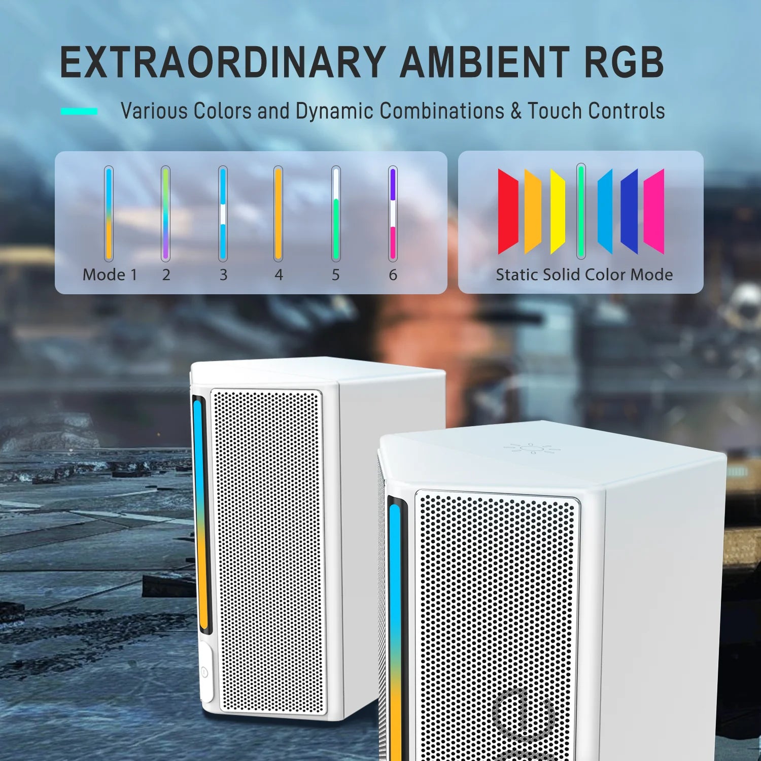 FIFINE A20 RGB Gaming Speakers | Immersive Stereo Desktop Audio