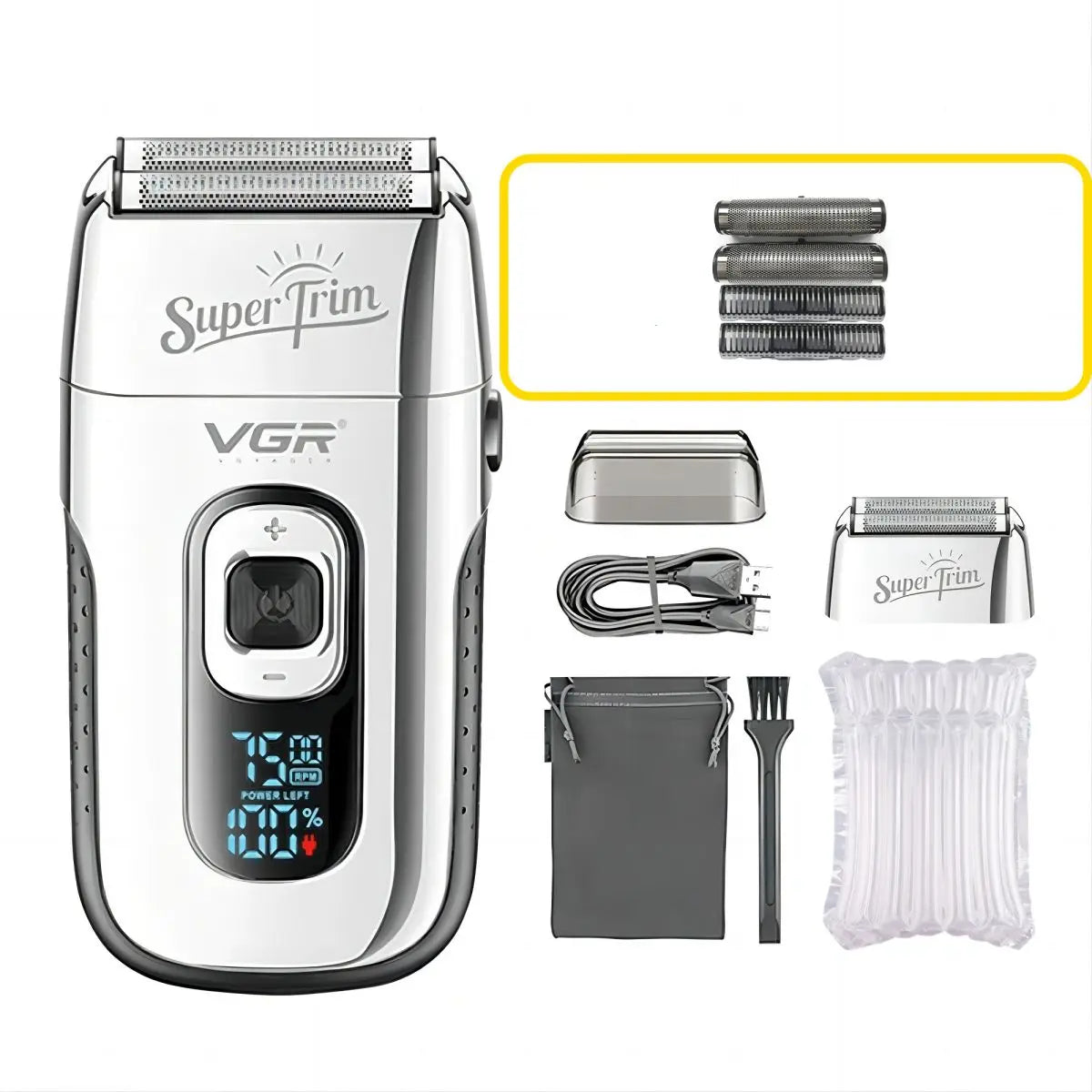 VGR Shaver Professional Face Bald Shaver Beard Trimmer Electric Razor Rechargeable Hair Trimmer Shaving Machine for Men V-332