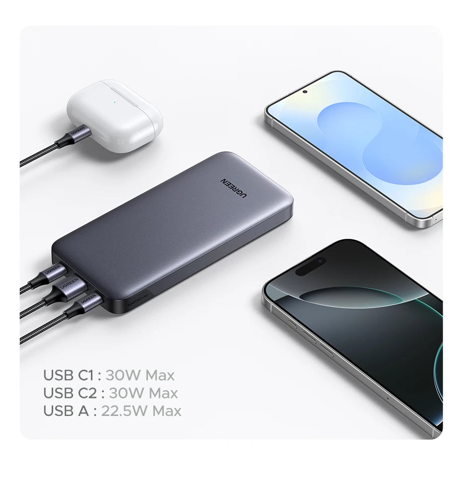 UGREEN PD 30W Power Bank – 10000mAh / 20000mAh Fast Charging Portable External Battery