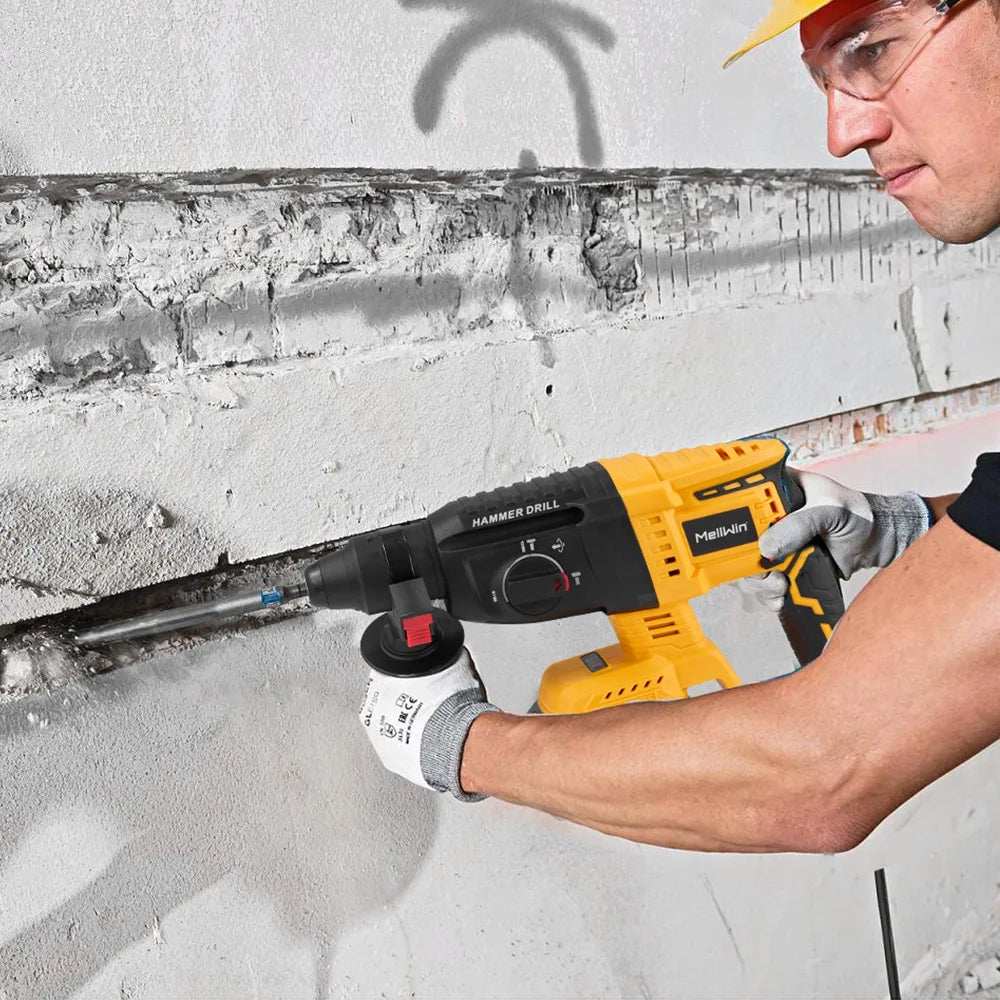 MELLWIN 3 in 1 Brushless Electric Hammer Drill Multifunction Impact Hammer for Steel Concrete Wood For Makita 18V Battery Pin - Limetastore