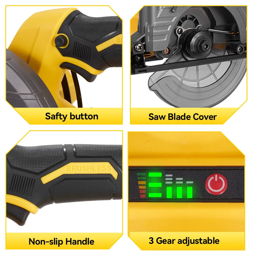 MELLWIN 150MM 6 Inch Brushless Circular Saw Handheld Multi-function Electric Saws Power Tool For Makita 18V Battery Pin - Limetastore