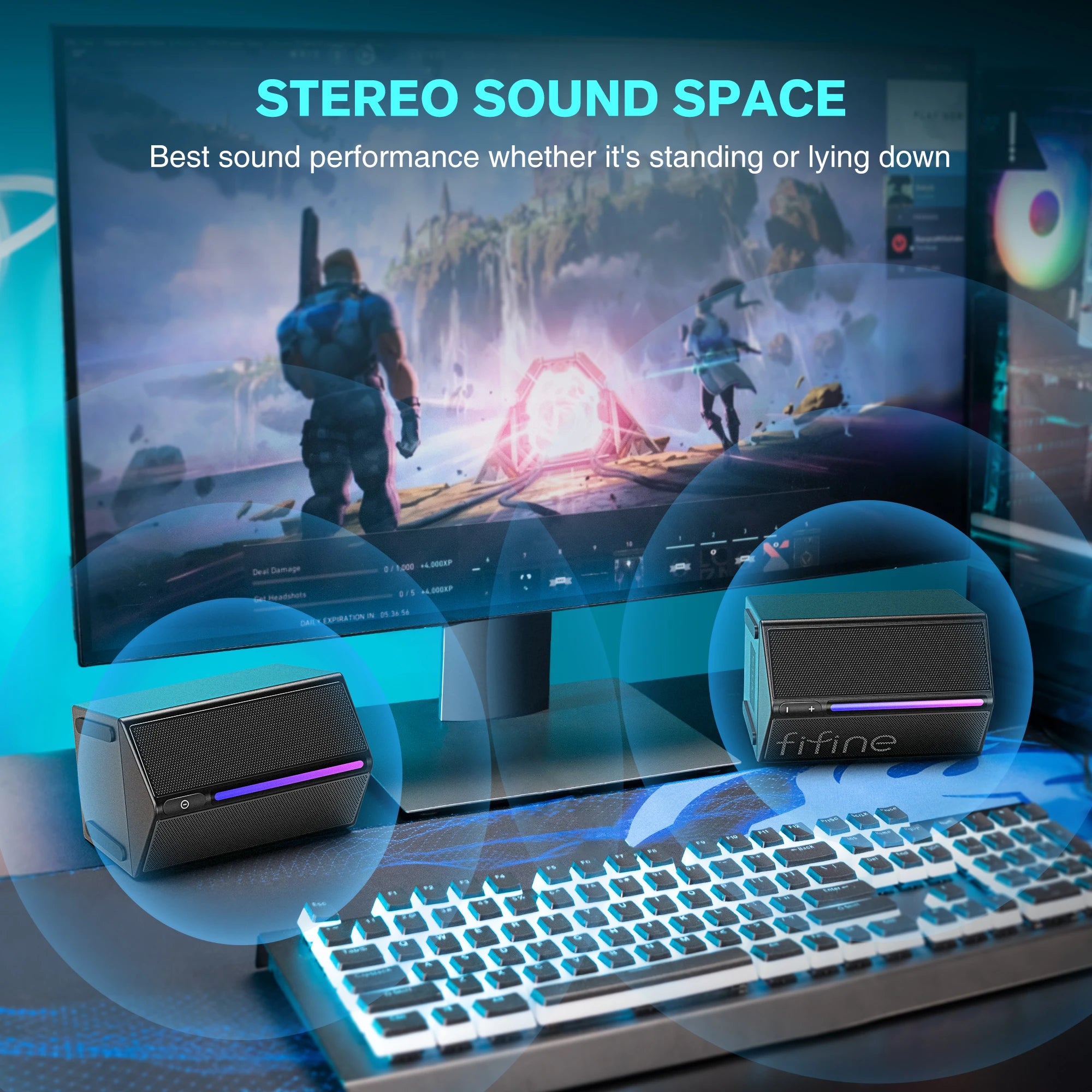 FIFINE Ampligame A20 Gaming Sound Box – USB RGB Stereo Speaker with Volume Control