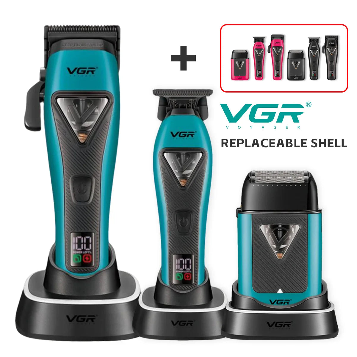 VGR Hair Trimmer Professional Hair Cutting Machine Cordless Beard Trimmer Electric Barber Clipper Metal Trimmer for Men V-035 S3