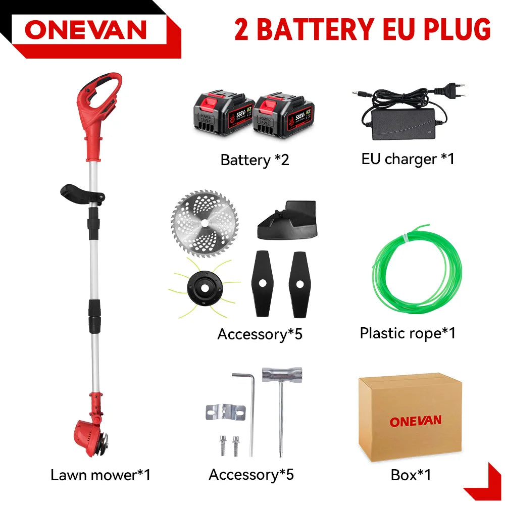 ONEVAN 10" Brushless 36,000 RPM Cordless Grass Trimmer | Lawn Mower Cutter