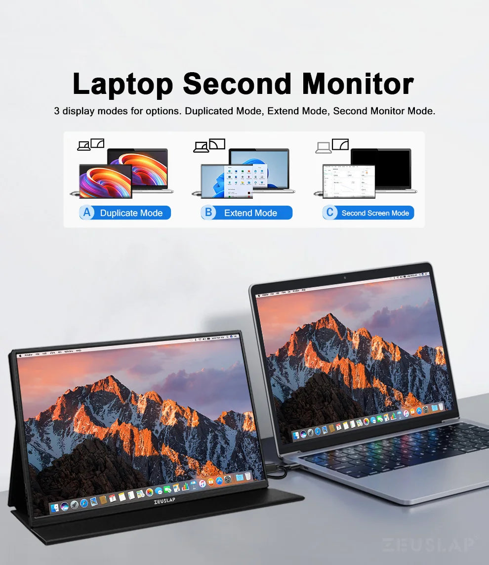 ZEUSLAP 14" Portable Monitor | 1920×1200 WUXGA, 16:10, 100% sRGB, 300 nits