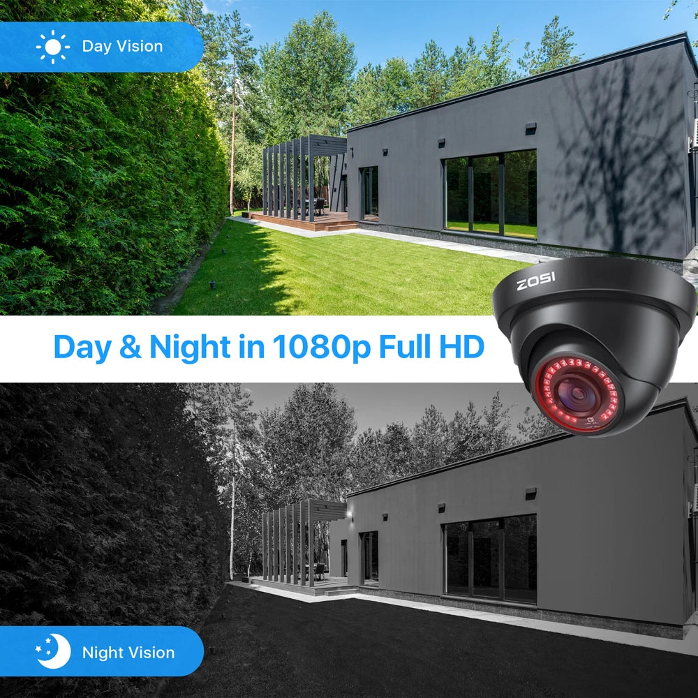 ZOSI 1080p Outdoor Security Camera – Waterproof AHD/TVI/CVI/CVBS 4‑in‑1 Surveillance Camera