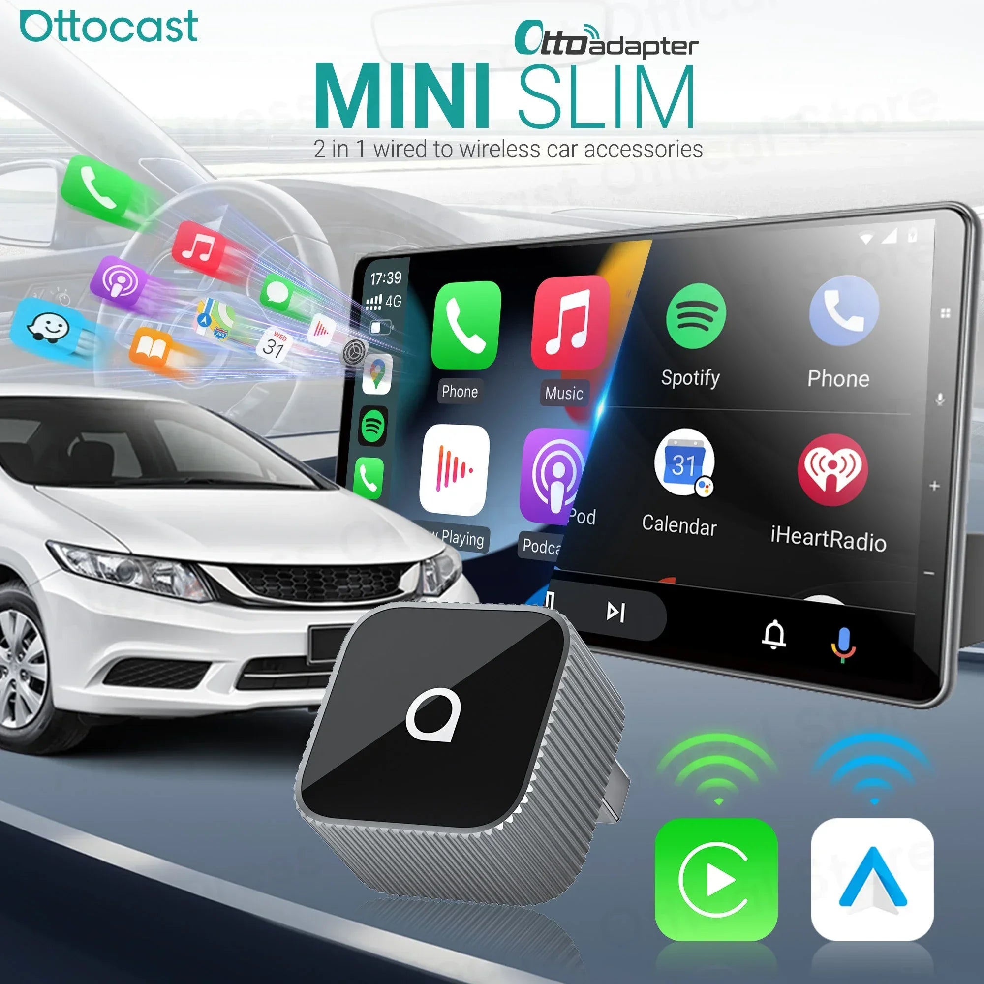 OTTOCAST Cube MINI Slim Wireless CarPlay Adapter