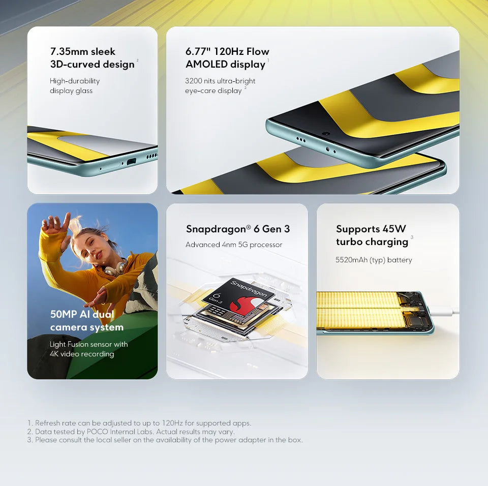 POCO M8 5G Smartphone Global Version Snapdragon® 6 Gen 3  Octa core 6.77" 120Hz Flow AMOLED Display 50MP Camera 5520mAh battery 45W turbo charging  NFC - Limetastore