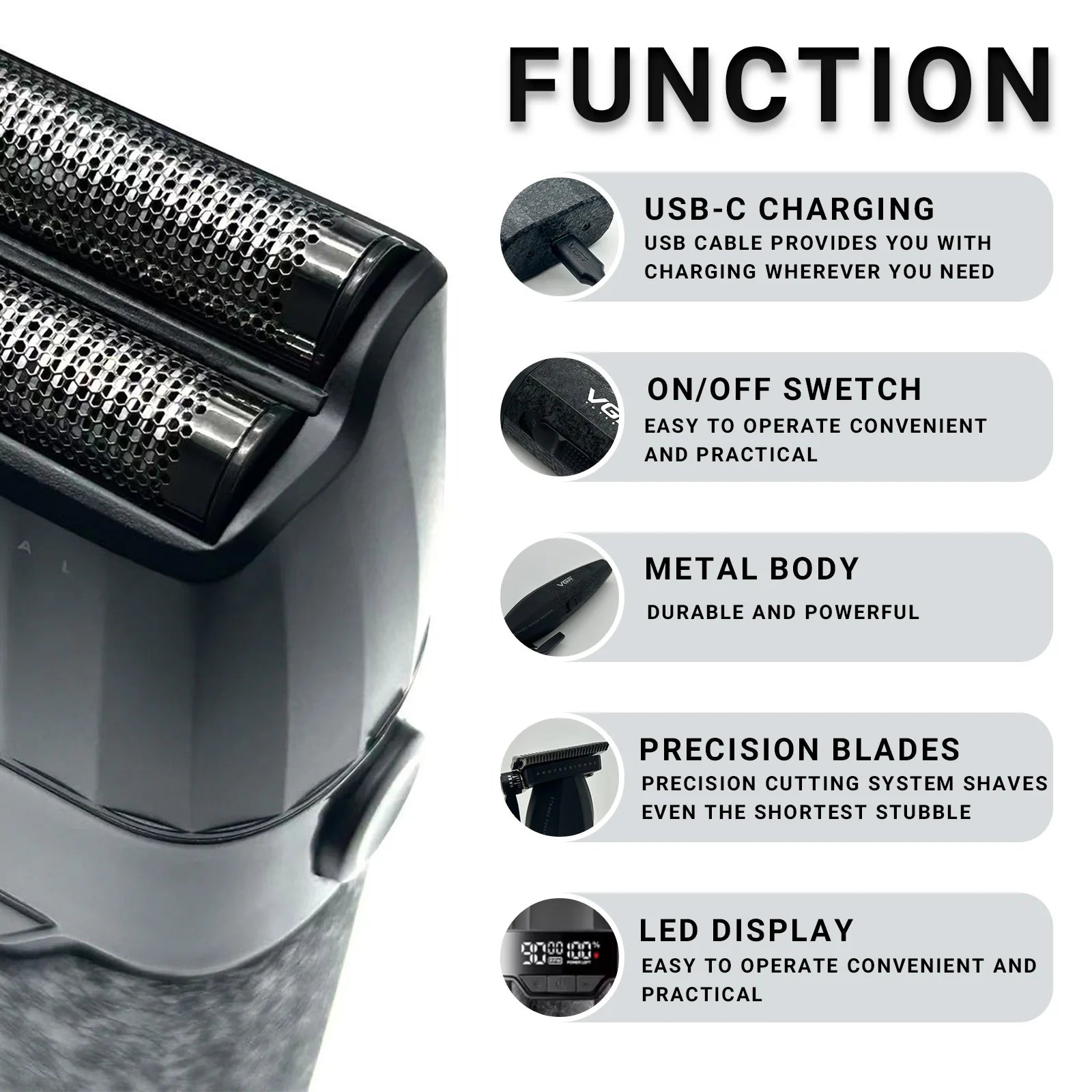 VGR Hair Trimmer Professional Hair Cutting Machine Electric Shaver Cordless Barber Clipper Rechargeable Trimmer for Men V-640