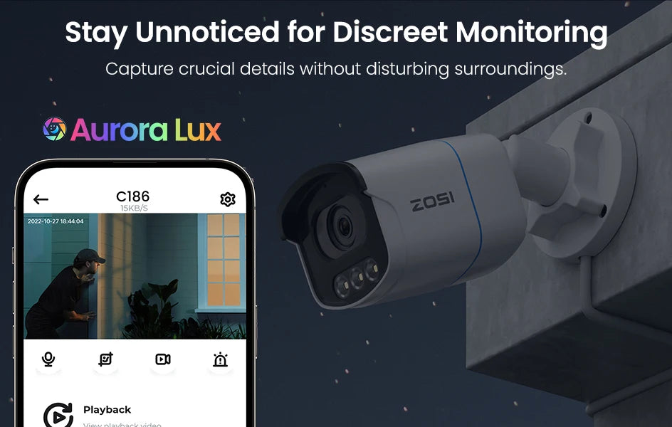 ZOSI 4K 8MP PoE Security Camera System – Aurora Lux Full‑Color Night Vision | 5MP/8MP Outdoor/Indoor