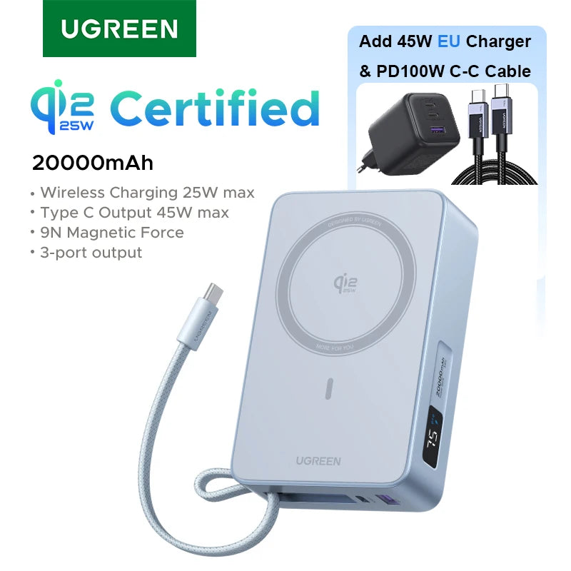 UGREEN Qi2 25W Magnetic Power Bank – 20000mAh / 10000mAh Fast Charging Portable
