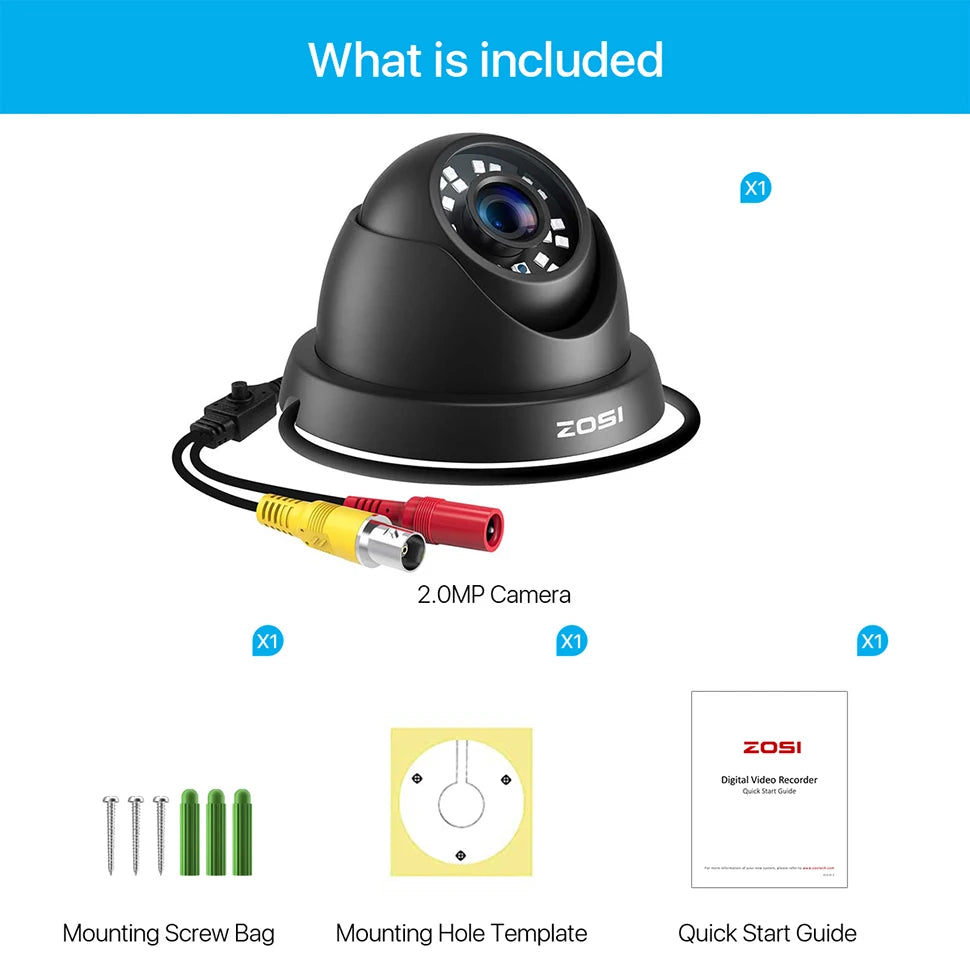 ZOSI 1080p Outdoor Security Camera – Waterproof AHD/TVI/CVI/CVBS 4‑in‑1 Surveillance Camera