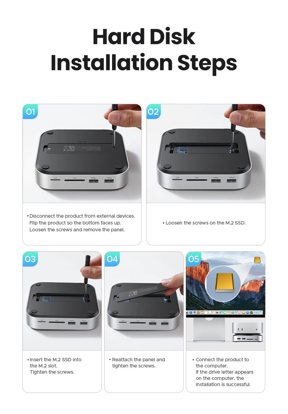 UGREEN Mac Mini Docking Station with 4K240Hz DisplayPort, M.2 NVMe SSD Slot