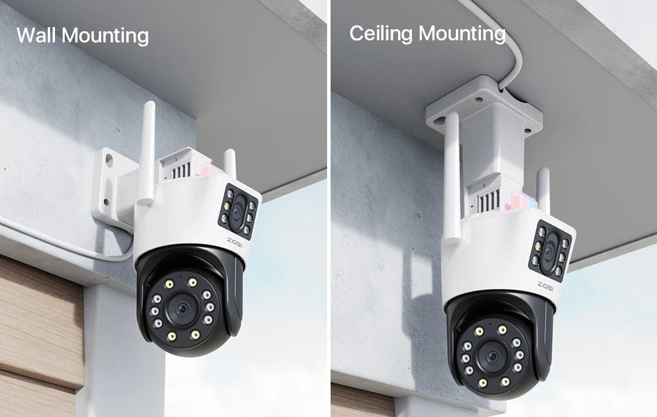 ZOSI C298 Max 4K 8MP Dual‑Lens PTZ Security Camera – 2×4MP Wide‑Angle Outdoor WiFi/Wired Surveillance Cam