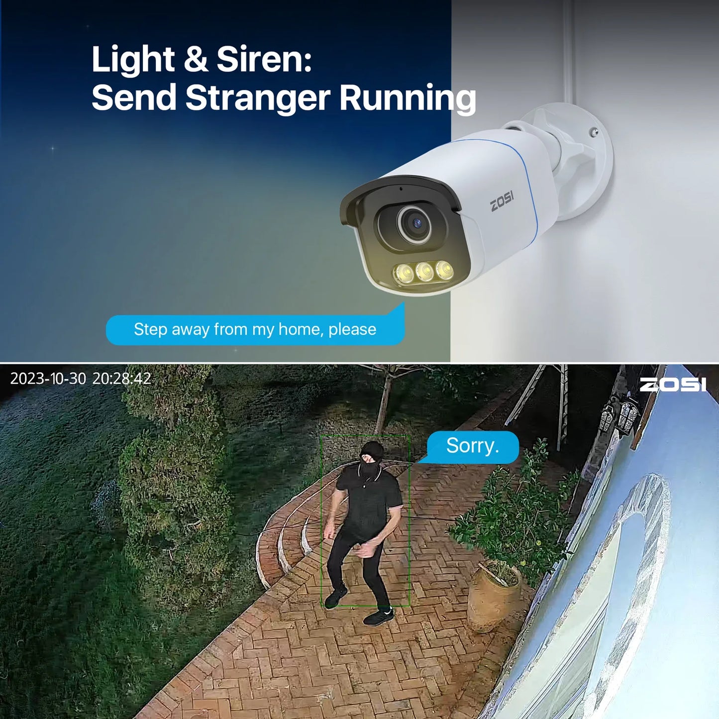 ZOSI C186 Aurora Lux 5MP 3K PoE IP Camera – True Color Night Vision, F1.0 Large Aperture & 1/1.79'' Image Sensor
