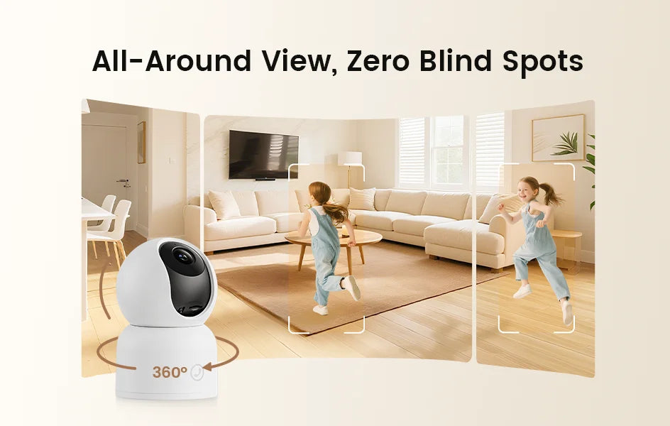 ZOSI C518 2K/4K Indoor Pan‑Tilt Smart WiFi Camera – 360° Baby & Pet Monitor with AI Human Tracking