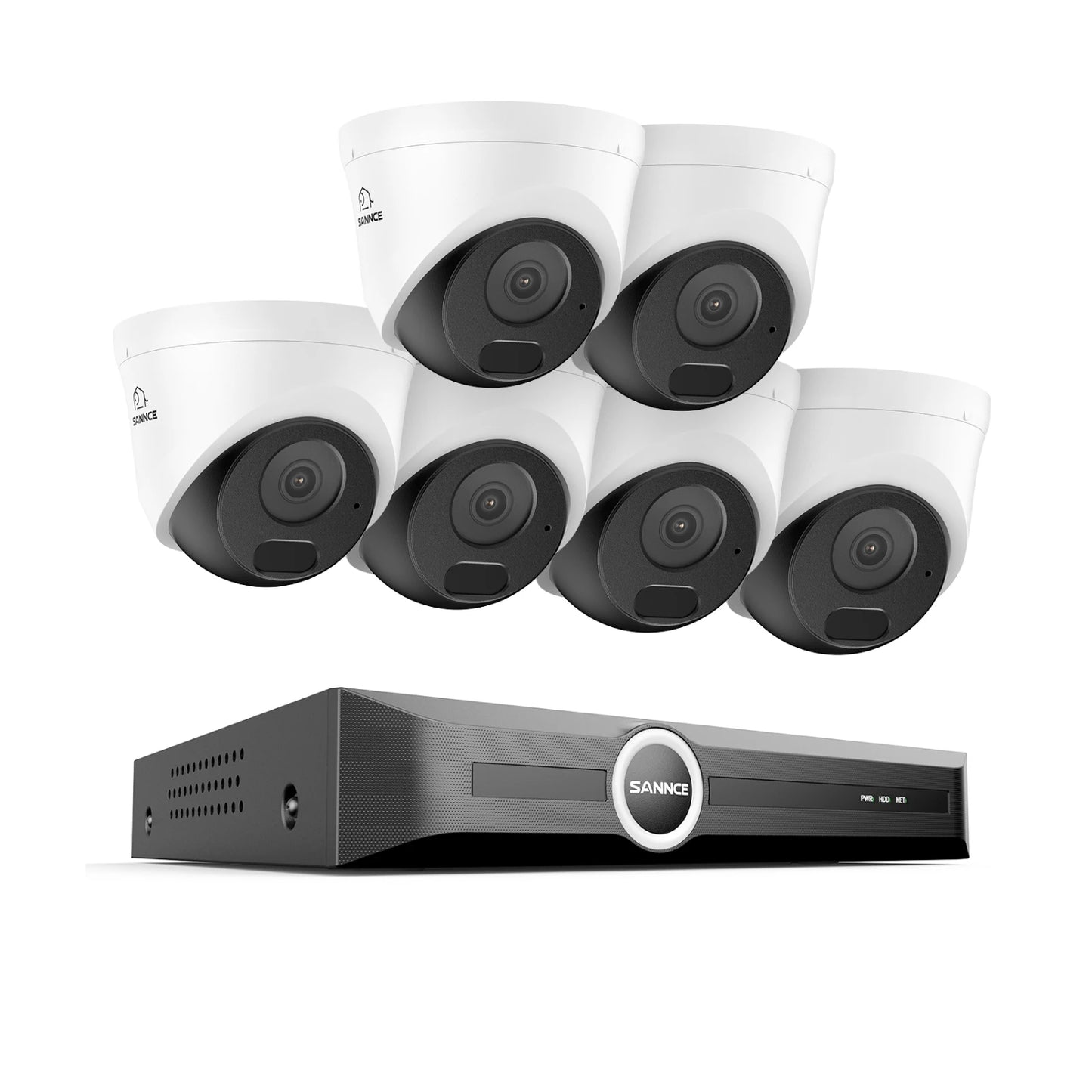 SANNCE 5MP PoE CCTV System | 8CH NVR, Audio Recording, 100ft Night Vision, Human & Vehicle Detection