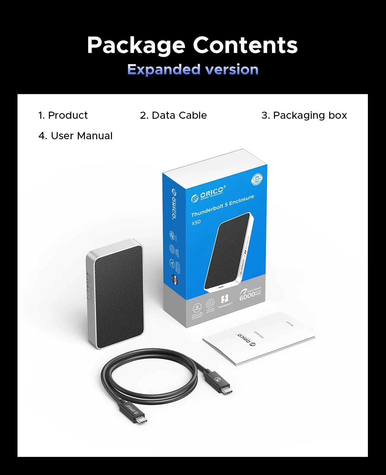 ORICO 80Gbps Thunderbolt 5‑Compatible M.2 NVMe SSD Enclosure with JHL9480 Chip