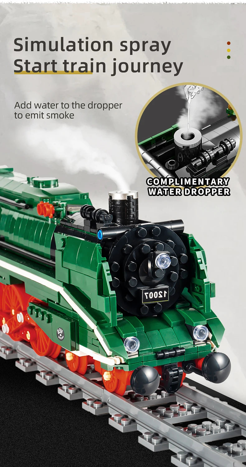 Mould King 12007 Remote Control BR18 201 German Express Train | Motorized Steam Locomotive Building Set - Limetastore