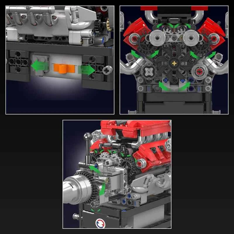 Mould King 10204 Motorized FE Sports Car V8 Engine Building Set - Limetastore