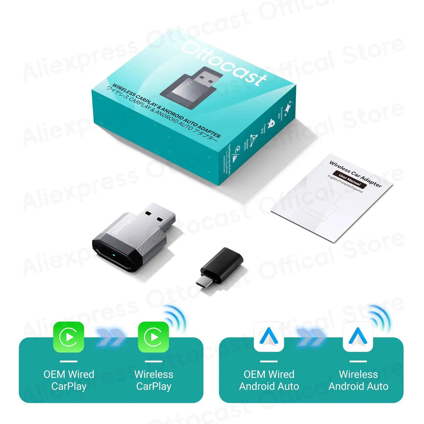 OTTOCAST Mini Nova Cube 3.0 Wireless CarPlay Adapter