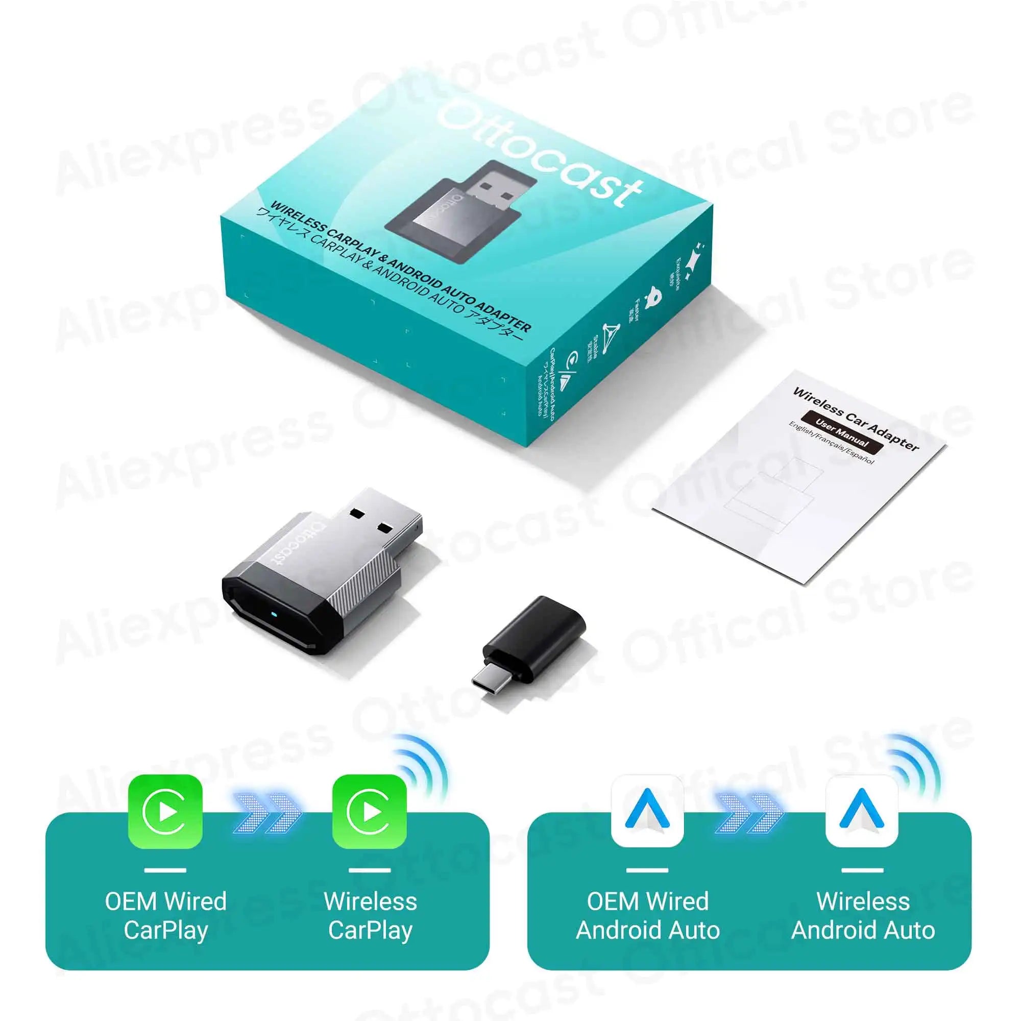 OTTOCAST Mini Nova Cube 3.0 Wireless CarPlay Adapter