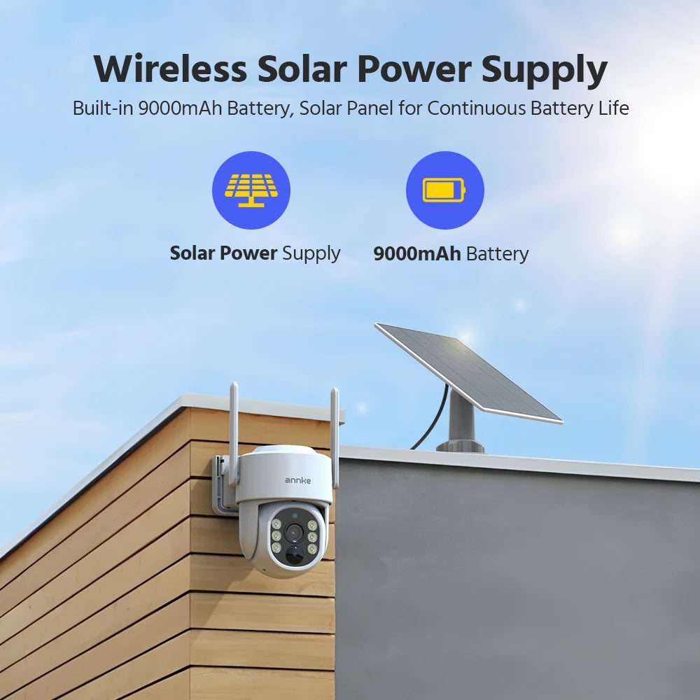 ANNKE 4MP Wireless Battery PT Camera | Color Night Vision, Solar, WiFi
