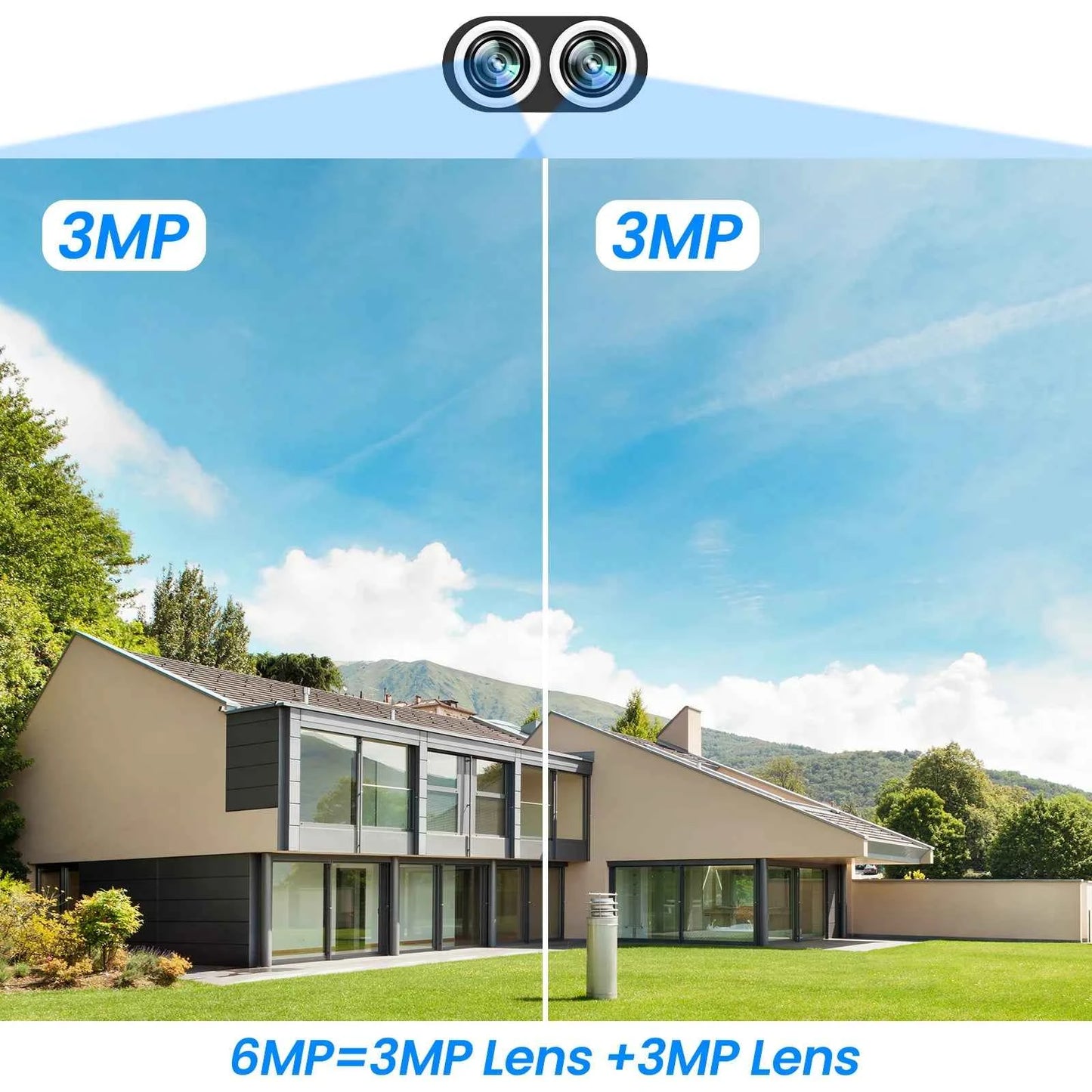 ARCCTV 3K 6MP Dual Lens Wifi Surveillance Camera Two Way Talk HD Color Night Vision Outdoor Security Camera Auto Motion Tracking - Limetastore