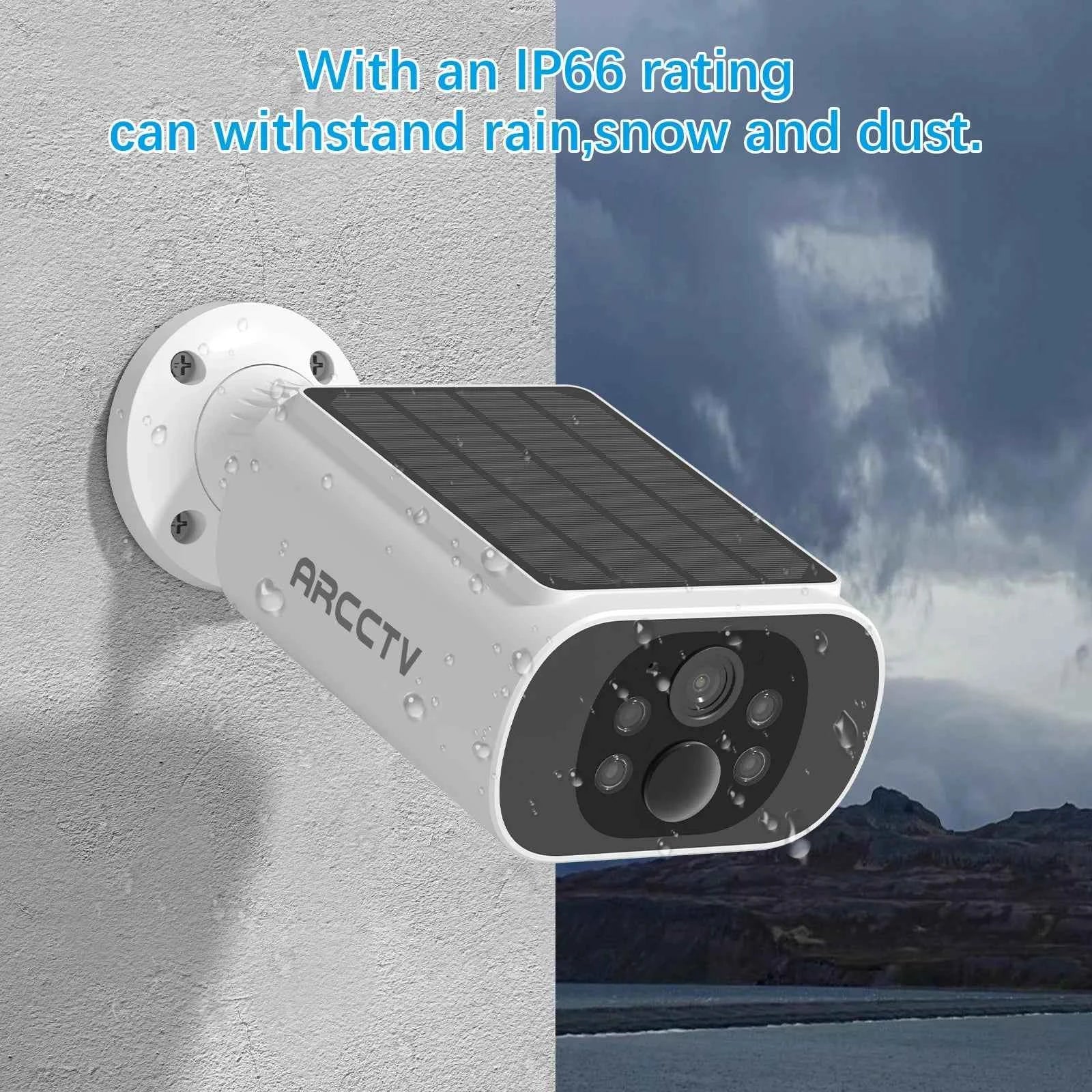 ARCCTV 2K Solar Wifi Battery Camera Kit Surveillance Security System Humanoid Detection Siren Alarm Outdoor Wireless Camera Set - Limetastore